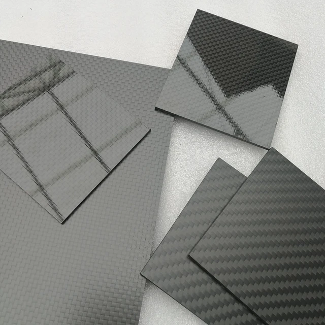 Placa de fibra de carbono 3K, 0,3mm, 1 hoja, 100%, tejido liso, brillante,  caliente, varios tamaños - AliExpress