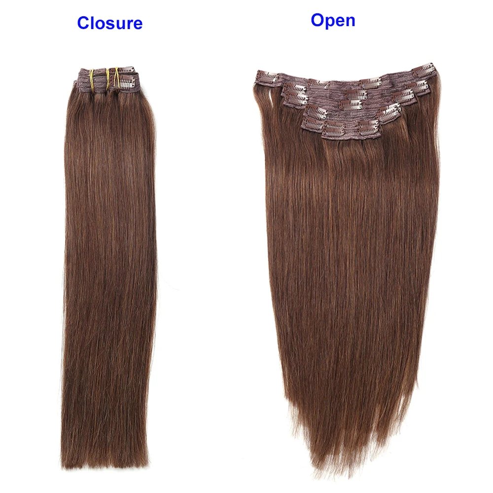 Sindra Remy прямые человеческие волосы для наращивания 14 ''-24 дюймов 100% человеческих волос на зажимах в наращивание волос цвет 4