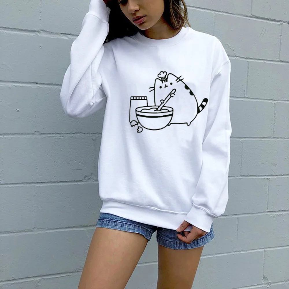 Kawaii Pusheen Cat Harajuku забавные мультяшные толстовки женские милые корейские стильные