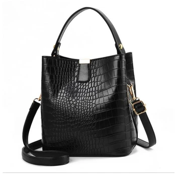 

Retro Alligator Bucket Bags Women Crocodile Pattern Handbag Large Capacity Casual Shoulder Messenger Bags Ladies PU Purse