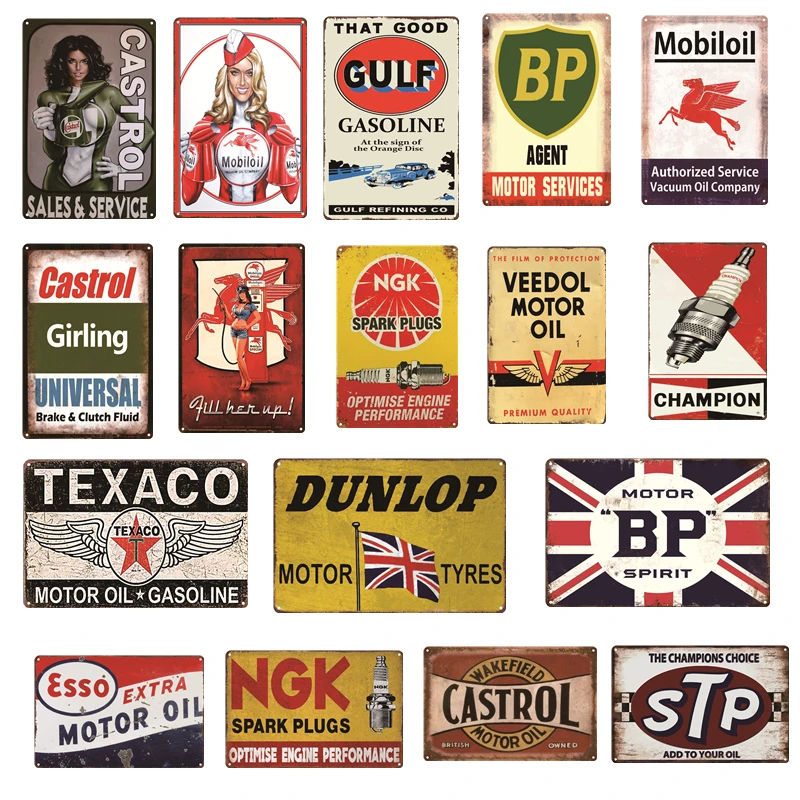 Ретро Castrol моторный металлический жестяной знак винтажный Esso BP STP Texaco домашний