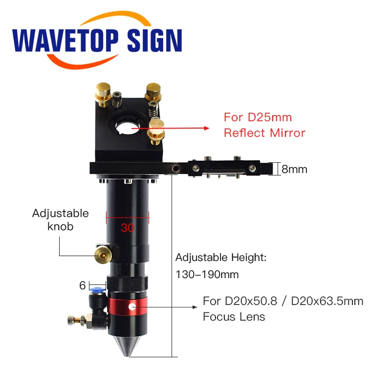 WaveTopSign CO2 Laser Metal Parts Transmission Laser head Set Mechanical Components for DIY CO2 Laser Engraving Cutting Machine