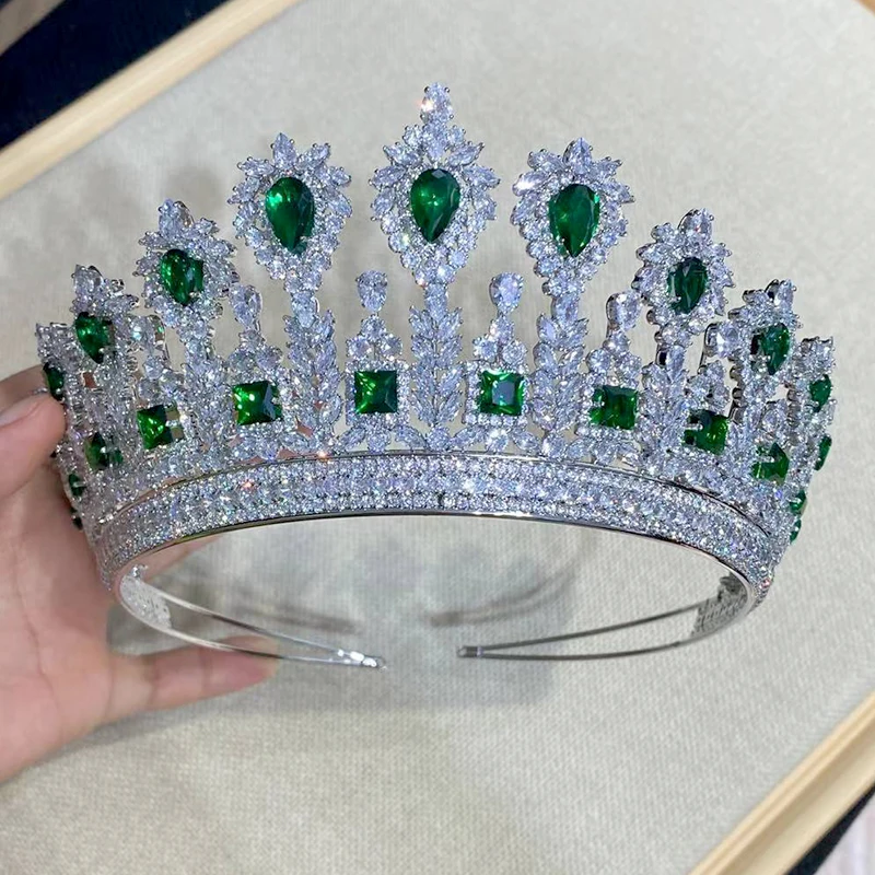 Hair Accessories ASNORA Luxury Queen's Tiara Bride Hair Accessories Wedding Cubic Zirconia Headwear Party Stage Display Coronation Crown