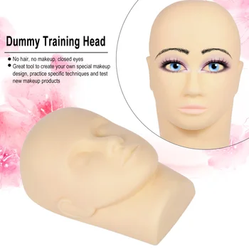 

Dummy Training Head Flat Head Model Makeup Training Head Eyelash Extension Practice Tool Closed Eyes No Hair