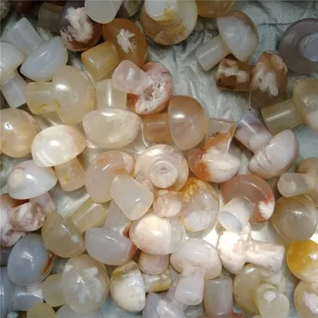 

3 pcs new product natural flower agate carving mushroom for pendan necklace or meditation chakra