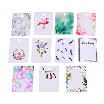

100Pcs/set Marble/UnicorH Design Earrings and Necklace Display Cards Jewelry Packaging Displays Holder Earring Tags 1.96 *3.5 in