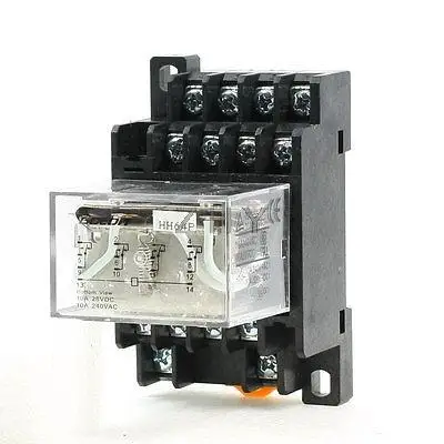 

35mm DIN Rail 12V AC Coil 4PDT 14P General Purpose Power Relay LY4J w Base