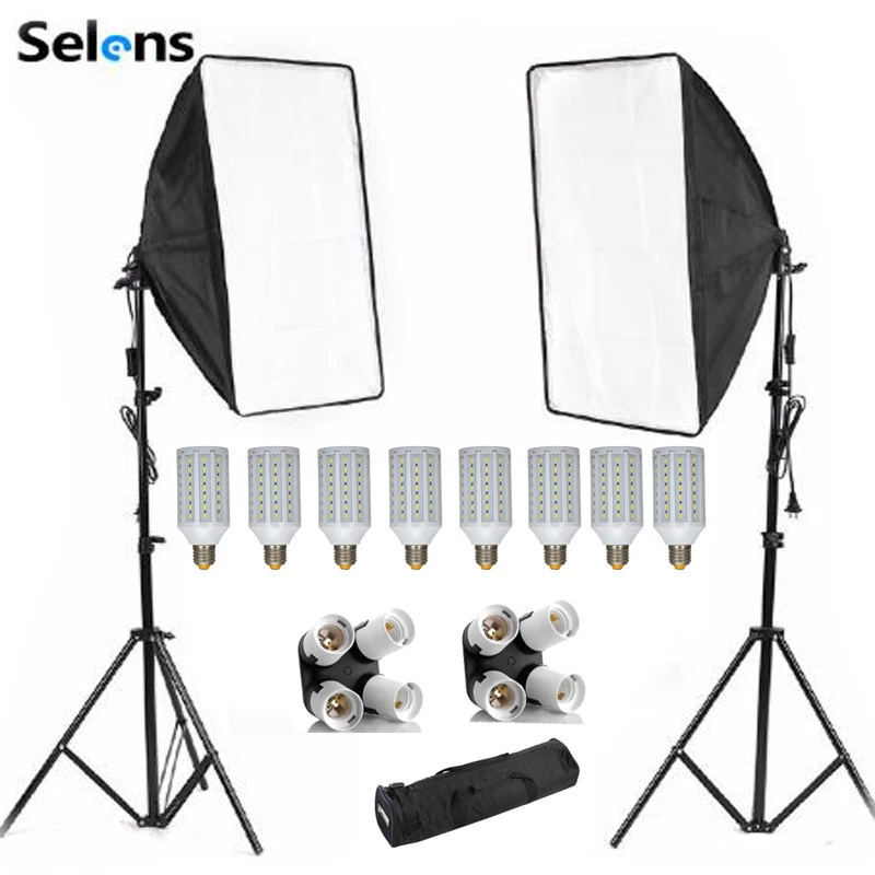 Photography Softbox Lightbox Kit 8 Pcs E27 Led Photo Studio Camera Lighting Equipment 2 Softbox