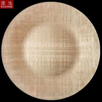 

Cloth Textile Design Glass Charger Plate Decorative Wedding Dinner Main Plate Set Round Tableware Steak Dish Show Tray Display