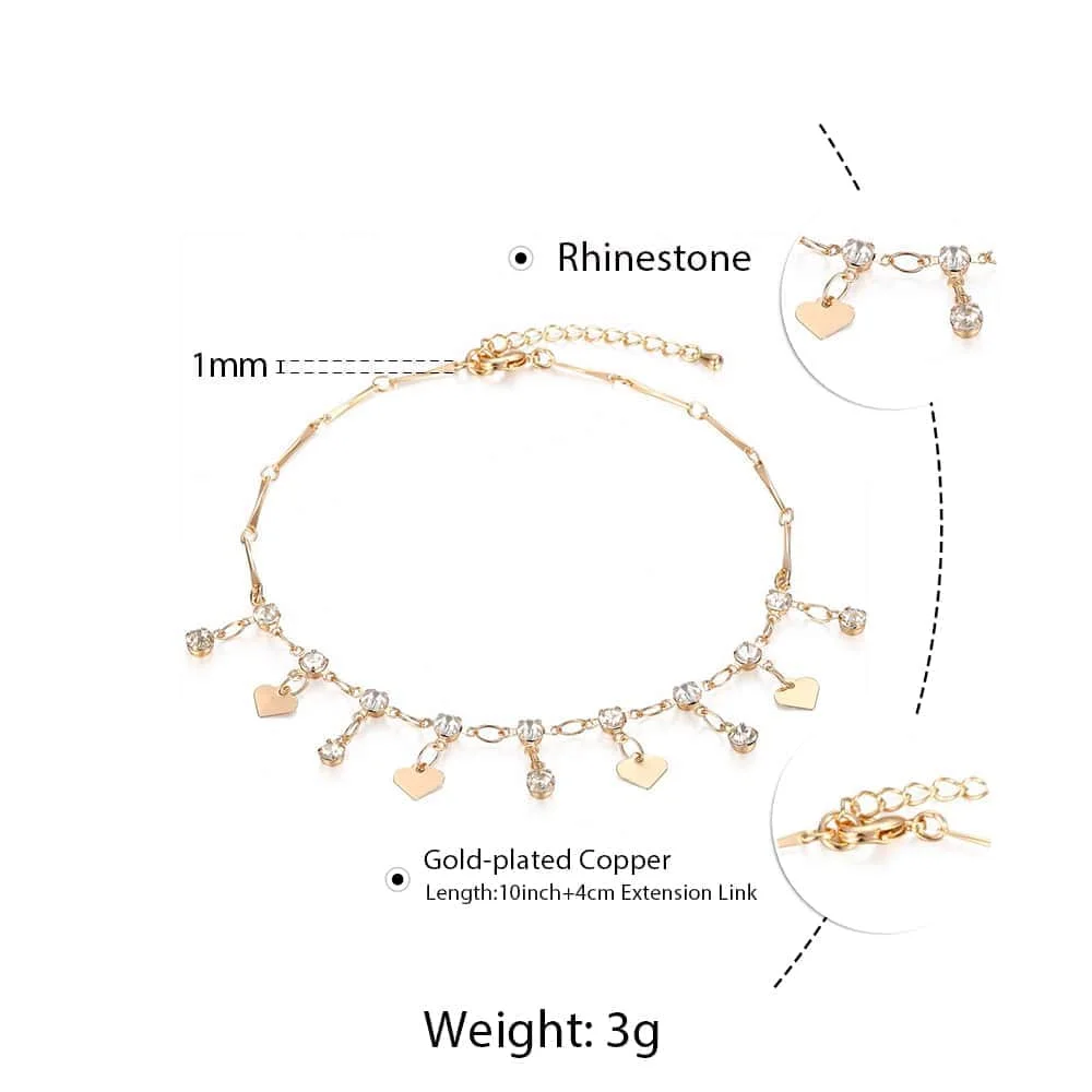 Мода CZ 585 розовое золото цепочка Шарм ноги ювелирные изделия ножной браслет для женщин девушек Бабочка Сердце Звезда удивительная цена CA01 - Окраска металла: Heart CA03