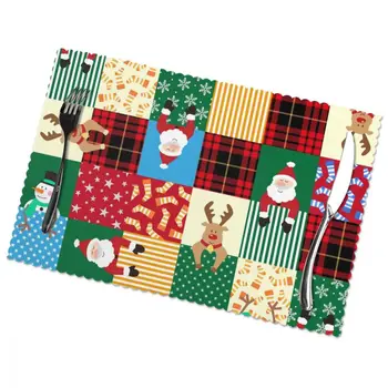 

Tableware Pad Placemats 6 Pcs Table Mat Non-Slip Christmas Illustration Placemats for Dining Table