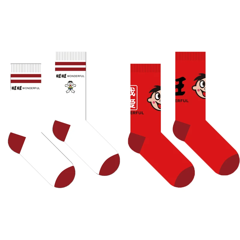 Новинка; сезон осень-зима; хлопковые носки; цвет красный, белый; носки для женщин и мужчин