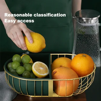 

Countertop Fruit Basket Hollowed Out Vegetable Snack Bowl Container Modern Home Kitchen Storage Drain Iron Wire Living Room