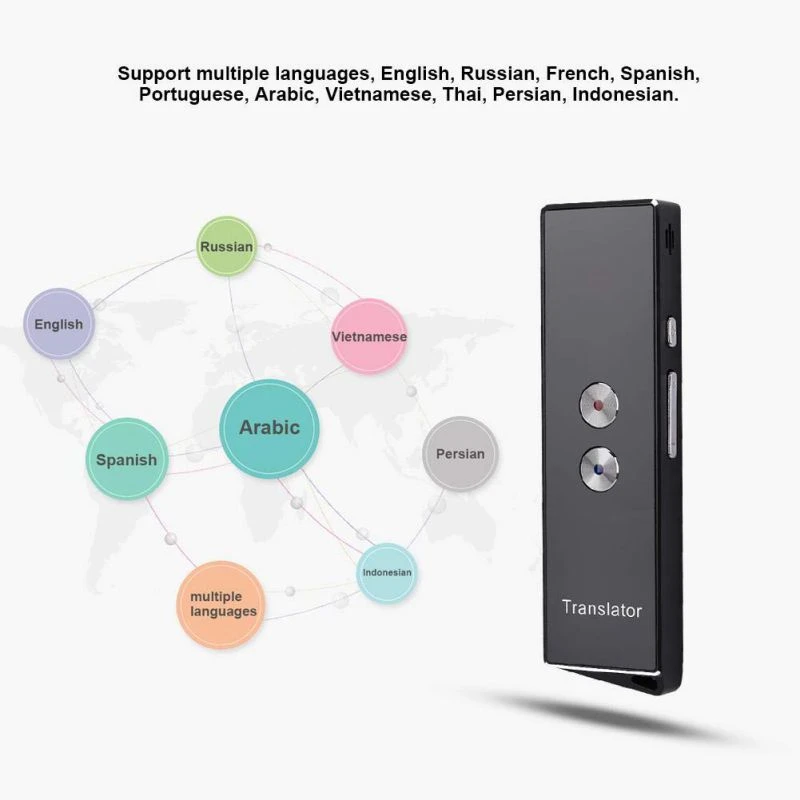 Oumij Bluetooth Wireless Smart Translator Portable X9 Intelligent Multi-Language Voice Translator 40 Idiomas Bidireccional en Tiempo Real para Aprendizaje Blanco Viajes Negocios y Reuniones