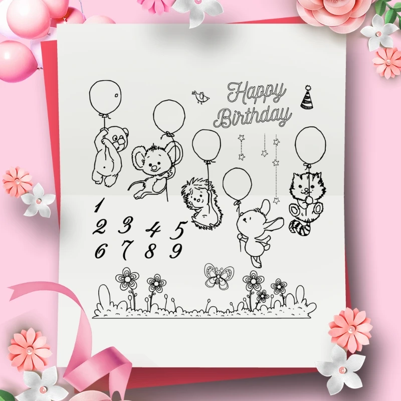 Make a Wish Best Spring Garland Butterfly Bird Elephant Waterfall DIY Silicone Clear Stamp Cling Seal Scrapbook Embossing Album