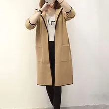 Женские зимние свободные с капюшоном дикий элегантный ветрозащитный свитер пальто женский кардиган зимние топы Sueter Mujer C30822