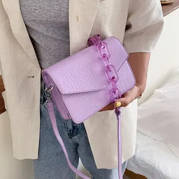 

Transparent Chain Design Crossbody Bags For Women Small Bag PU Leather HandBag Ladies Designer