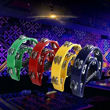 

Tambourine Compact Double Half Moon Music Drum Instruments Companion Accessories Hand Foot Tambourine Jingle Percussion