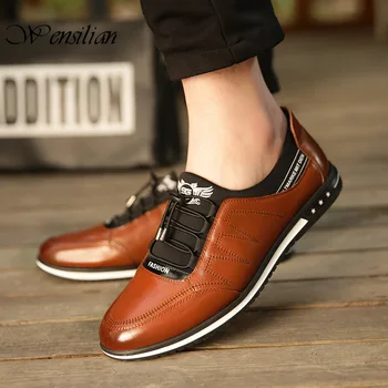 

Breathable Loafers Mens Casual Shoes Lace Up Driving Shoes Male Flats Trainers Genuine Leather Shoes Men Sneaker Tenis Masculino