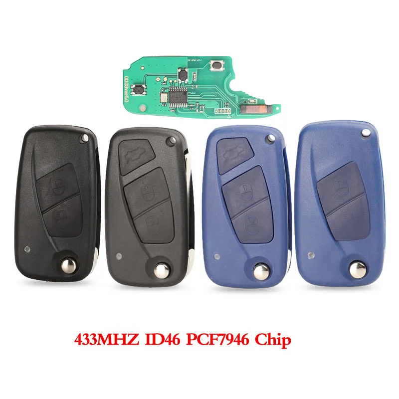 Jingyuqin флип дистанционный ключ автомобиля 433 МГц PCF7946 ID46 чип для Fiat 500 Panda Punto Bravo ключ управления 2/3 кнопки