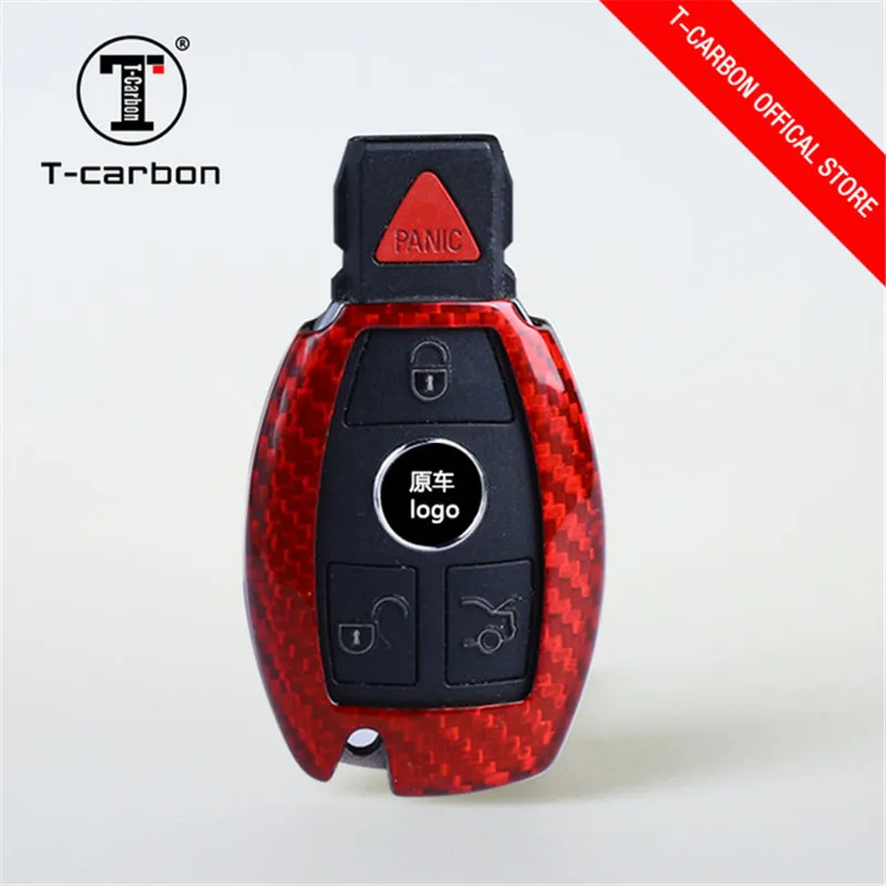 Red Настоящий автомобиль Stylingfor Mercedes для BenzCar Key Case ShellCarbon волокно класс брелоки держатели аксессуары - Название цвета: Red