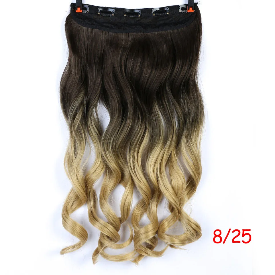 Лм длинный прямой зажим для наращивания волос один кусок прямые цвета шиньон синтетический зажим для наращивания волос - Цвет: C7245-8-25
