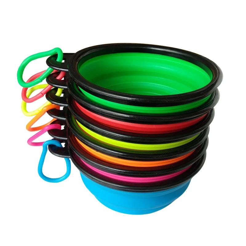 Cuenco plegable de silicona para mascotas, cuencos portátiles de viaje para perros, para comer