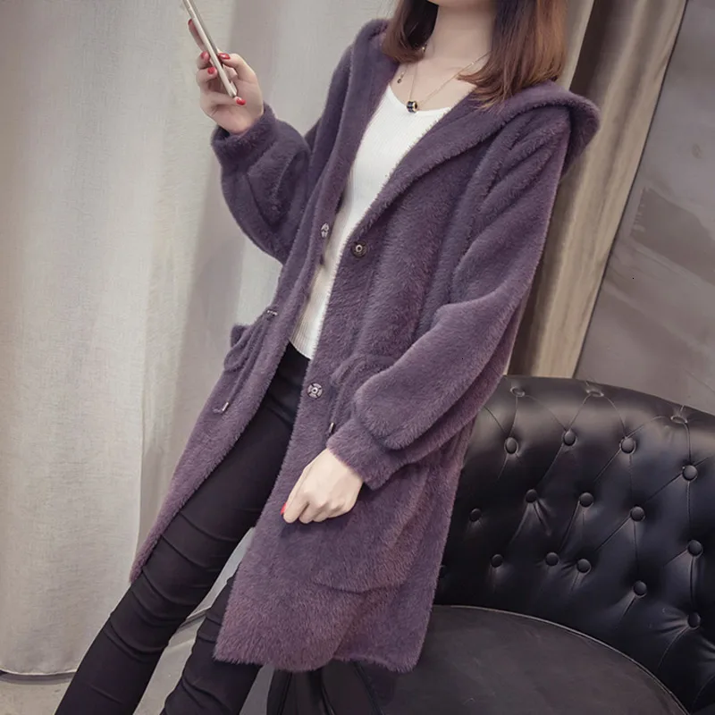 Зимнее новое шерстяное пальто женское осеннее пальто Корейская зимняя куртка женское Красное тонкое повседневное однобортное с капюшоном Свободное длинное пальто