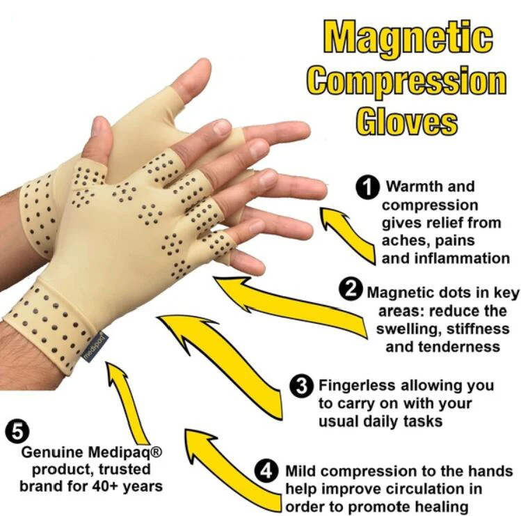 1 пара магнитотерапии перчатки без пальцев артрит Обезболивание Лечение Суставов подтяжки поддержка