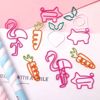 

PhD 10pcs/lot Kawaii Flamingo Carrot Metal Paper Clip Decorative Bookmark Photo Message Card Paper Clip School Stationery