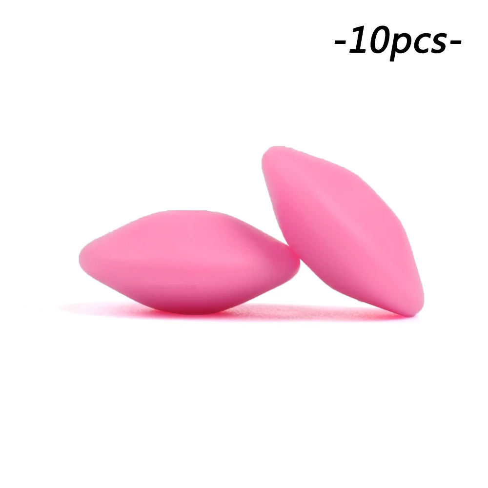 pink 10 шт./лот, силиконовые бусины чечевица, 15 мм, ожерелье для прорезывания зубов, игрушка для прорезывания зубов, силиконовая игрушка, BPA бесплатно, DIY, подвески для новорожденных, аксессуары для кормления - Цвет: pink