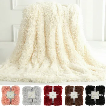 

2m Super Soft Blanket Plush Faux Fur Throw Blanket Reversible Fluffy Shaggy Cover Soft Portable Car Travel Cover