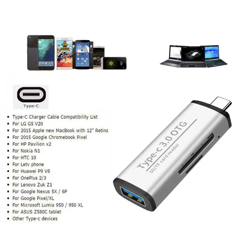 Металлический USB C для SD/Micro SD кард-ридер Тип C для USB 3,0 OTG адаптер для MacBook samsung Galaxy S10 S9 S8 huawei mate 20