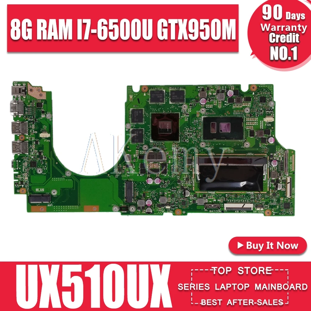 AKEMY UX510UX Laptop Motherboard For ASUS ZenBook UX510U UX510UW UX510UX UX510UXK Mainboard 100% te