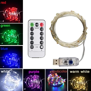 

5M/10M/20M Silver wire led string lights colorful USB powered 13Key remote control Indoor Outdoor Wedding Christmas Decoration