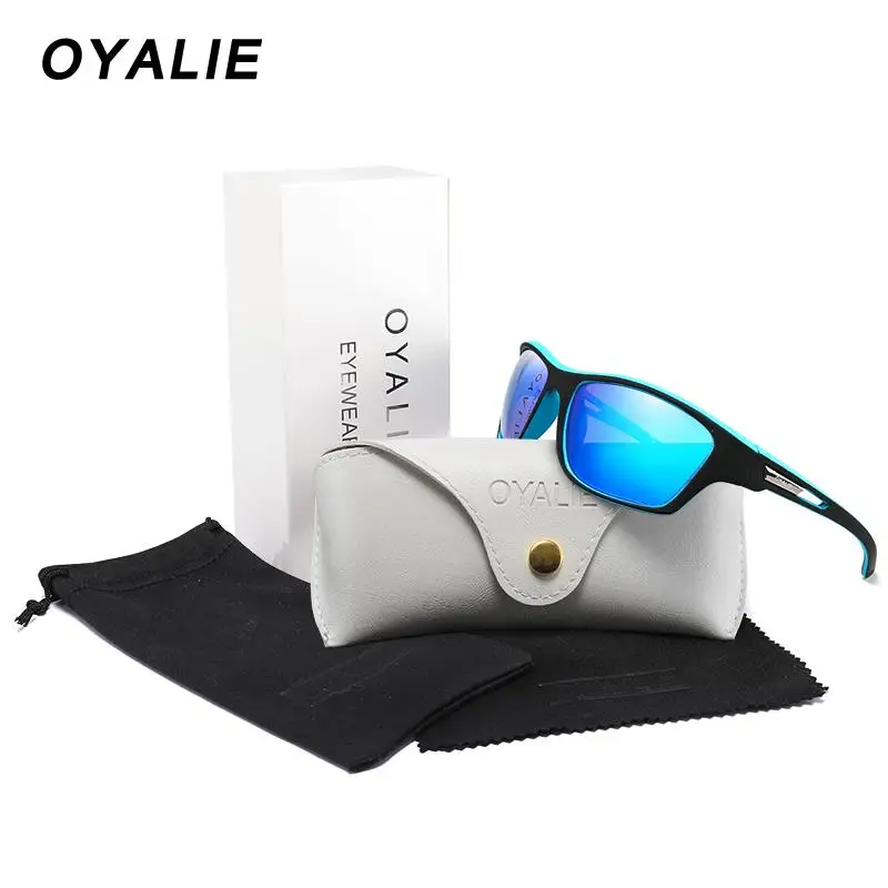 OYALIE модные овальные поляризованные солнцезащитные очки для мужчин и женщин, Большие зеркальные солнцезащитные очки для вождения с коробкой из искусственной кожи, подарочный набор