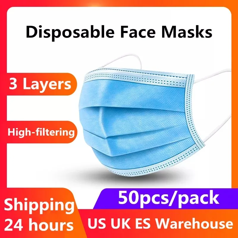 

IN STOCK FAST SHIP Profession anti dust Mask 100Pcs One time MASK PM2.5 Disposable Elastic Mouth Soft Breathable Face Mask
