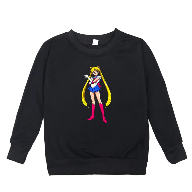 Sailor Moon Print Kids Girls Spring Autumn Cotton Clothes Sweatshirt Fashion Baby Boys Long Sleeve Blouse Sweat Enfant Fille