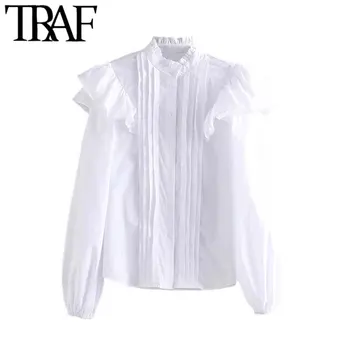 

Vintage Stylish Office Wear Ruffles Blouses Women 2019 Ruffled Collar Long Sleeve Female Shirts Blusas Mujer Chic Tops