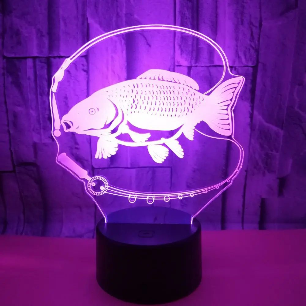 3D Led форма ночи свет креативный Usb 7 цветов Изменение рыбы Настольная лампа с персонажами из мультфильмов спальня сна освещение Декор дети подарки на день рождения