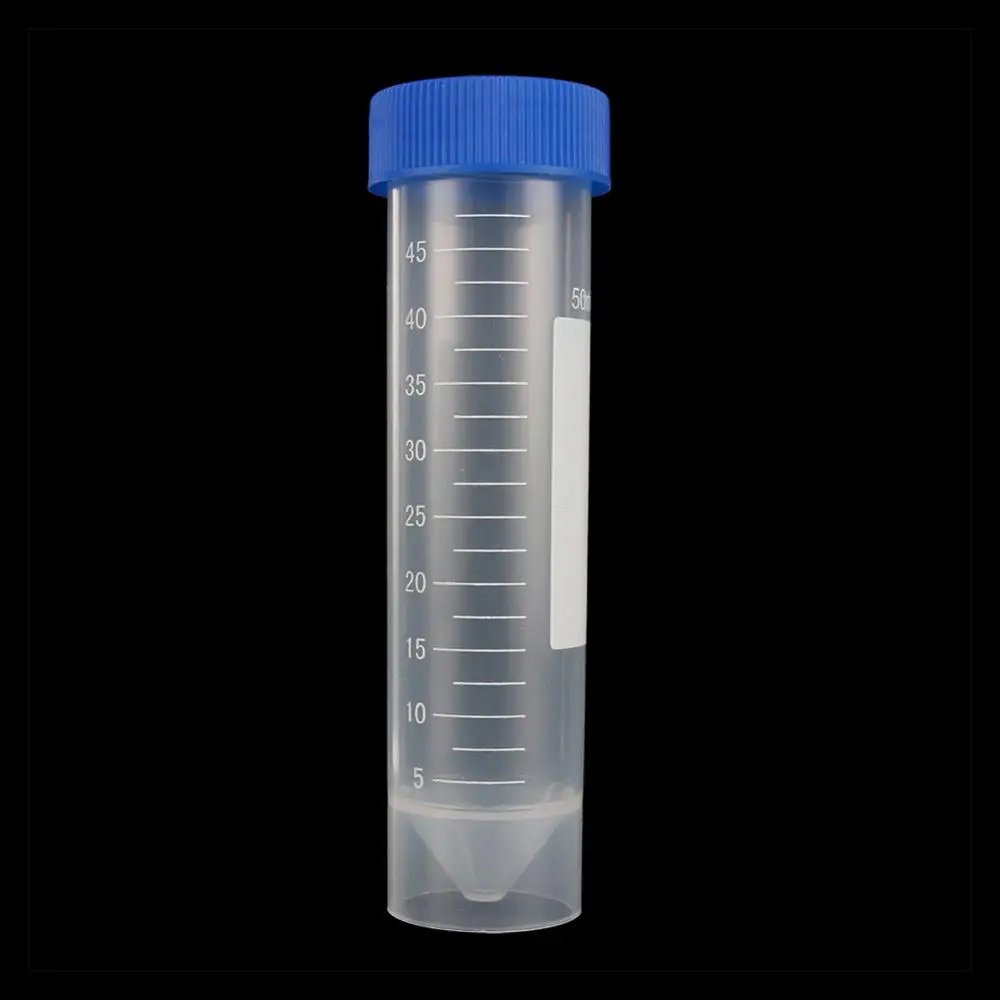 10 Pcs 50ml Plastic Screw Cap Flat Bottom Centrifuge Test Tube with Scale Free-standing Centrifugal Tubes Laboratory Fittings