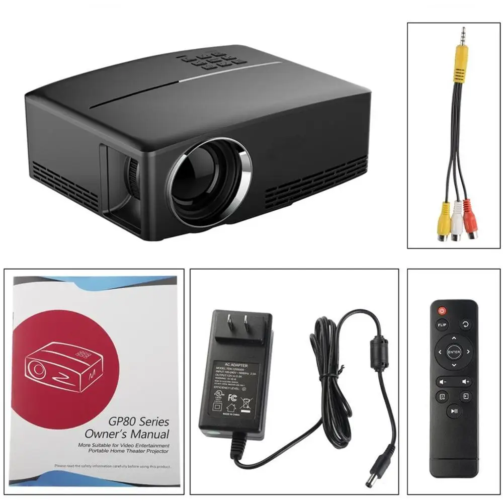 Big Promo hBIYc Full HD 1080P LCD Mini projecteur 1800 LM Portable multimédia cinéma maison cinéma vidéo divertissement GP80 GP80UP Big Promo hBIYc Full HD 1080P LCD Mini projecteur 1800 LM Portable multimédia cinéma maison cinéma vidéo divertissement GP80 GP80UP