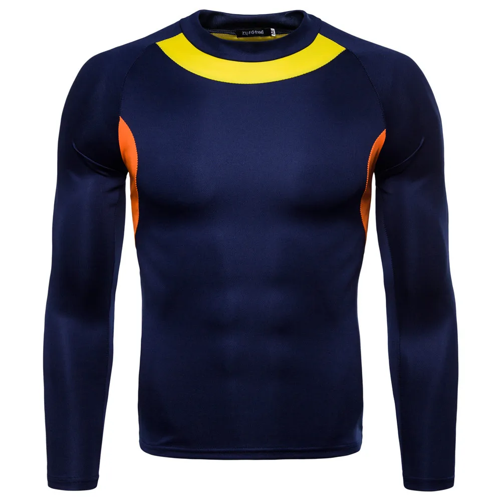 

2020 Autumn And Winter New Style Men Mixed Colors Sports Sweat Absorbing Quick Drying Clothes Long Sleeve Fitness Athletic Cloth