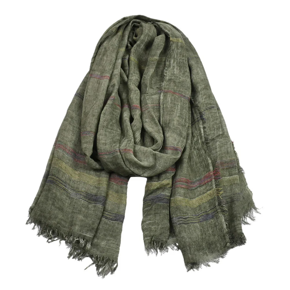 Sciarpa Uomo In Cotone E Lino Morbida E Alla Moda - Grande Scialle Lungo 190x80 Cm, Caldo E Leggero, Regalo Per Papà, Marito O Fidanzato - 4