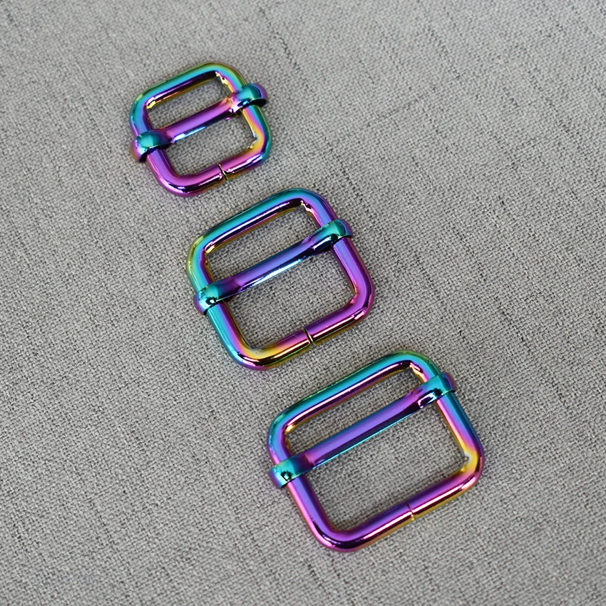 

10 Pcs/Lot 15mm 20mm 25mm Colourful Metal Non-Welded plating Roller Pin Adjuster Buckles For Backpacks Straps shoes Bags DIY