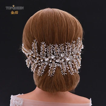 

TOPQUEEN HP247-G gold tiara crown vintage crown metal gold crown bridal rhinestone hair accessories crystal headband for bride