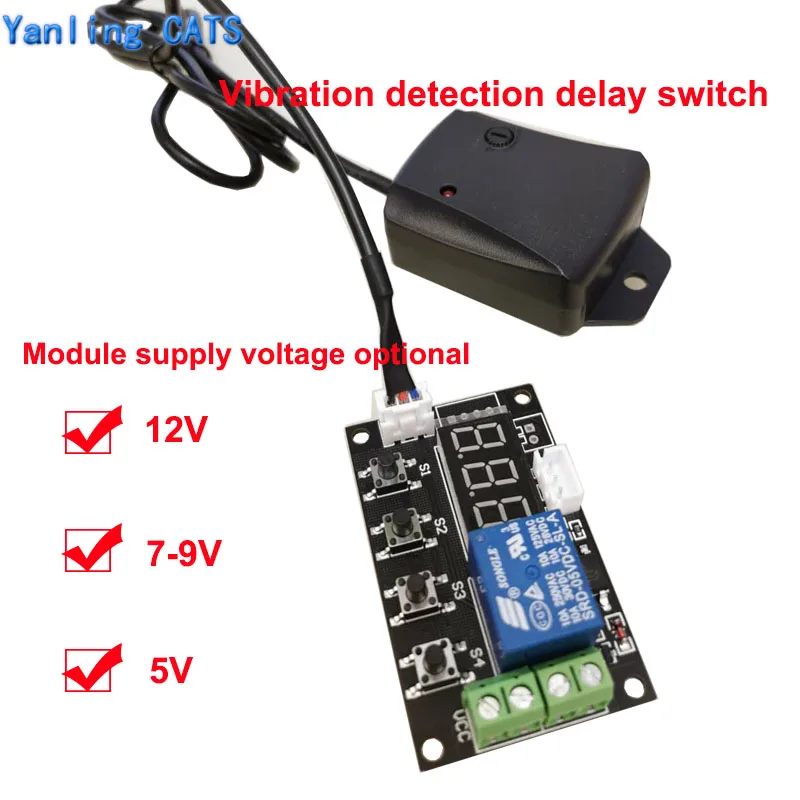 

DC12V автомобильный переключатель датчика вибрации реле задержки модуль для защиты от угона Высокая чувствительность таймер Управление регулируемый 1-998S