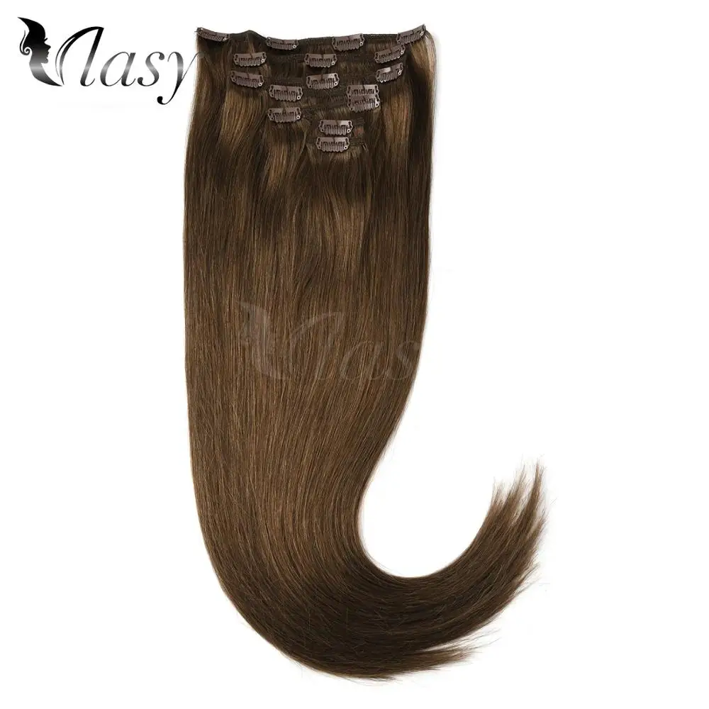 Vlasy 7pcs/set Machine Made Remy Human Hair Full Head Straight Clip In Human Hair Extensions 20'' 24'' 100g/set