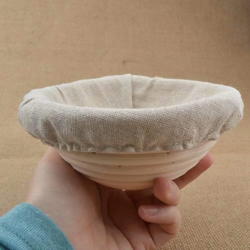 Proofing Bread Basket,Round Bread Bowl with Linen Liner Cloth Apply to Various Occasions(Home, Hotel and Restaurant