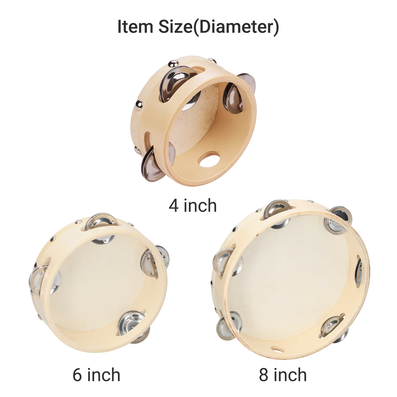 8 Inch Hand Tambourine Sheepskin Drum Skin Wooden Tambourine Entertainment tambour musical instrument tambourine Musical Timbrel musical percussion instruments